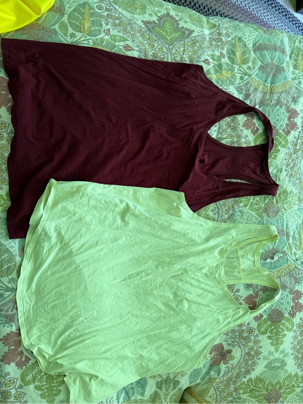 lululemon athletica Racerback Tank Tops in Burgundy and Light Green size 12